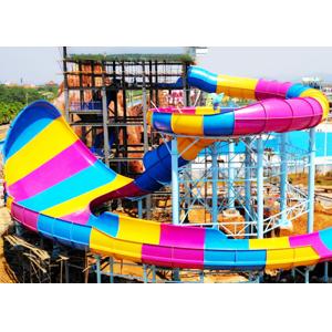 Colorful Custom Water Slides , 16m Height Open / Close Large Spiral Slide