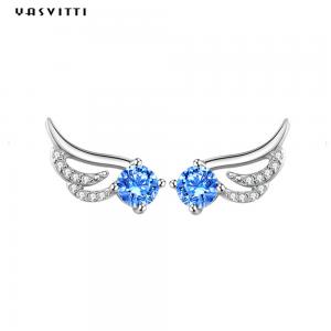 Simple Angel Wings  Blue Butterfly Cute Minimalist Trend Jewelry Stud Earrings