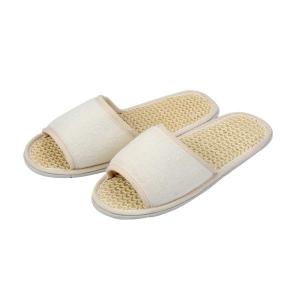 velour open toe hotel slippers with logo