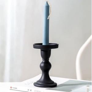 China Black Color Glass Candle Holder Lead Free Pillar And Taper Candle Holders supplier