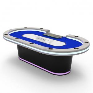 Entertainment Product Custom Wooden Casino Texas Poker Table 10 Players With Led Lighting