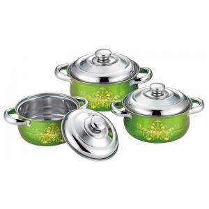 China 6 pcs cookware set red + flower &cookwere set stainless steel &  16/18/20cm colorful stock  pot supplier