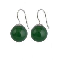 925 Sterling Silver Green Onyx Bead Dangle Earrings(011634GREEN)