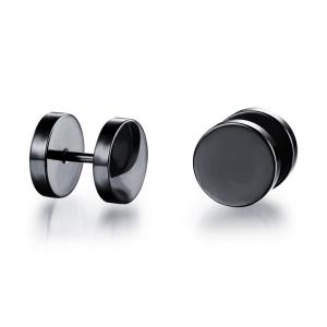 Simple and Cool Style Black Round Shaped Stainless Steel Men Stud Earrings