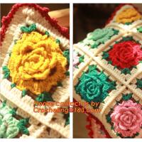 China Handmade 100% Cotton Dimensional Flower Crochet Pillow Cushion Cover Decorative Cushion We on sale