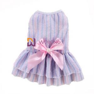 Customizable Color Poly cute dog dresses Satin Bow Cotton Seersucker