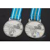 China Sports Skiing Event 3D Effect Metal Award Medals With Antique Silver Plating Stripe Ribbon wholesale