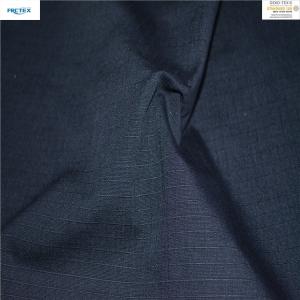 China CVC 6040 Anti Acid Alkali Resistance Poly Cotton Ripstop Fabric Navy Blue supplier