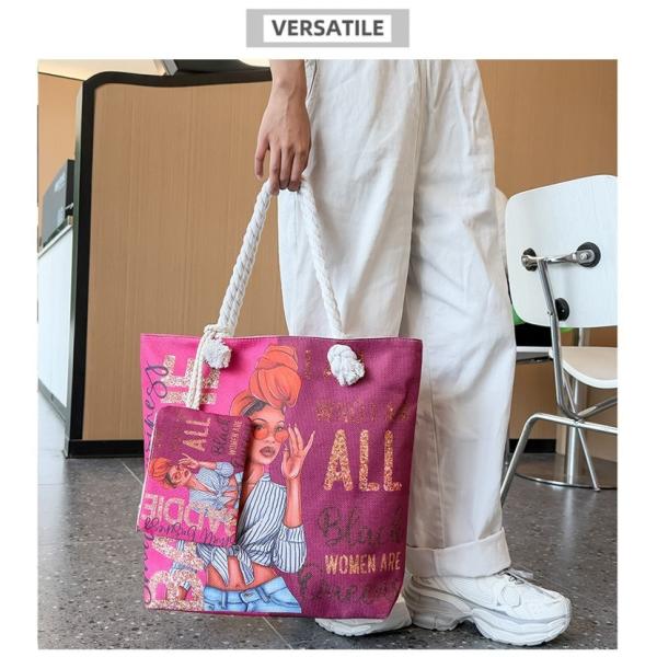 China Versatile And Practical Multifunctional Zipper Handbag, Foldable Beach Bag, Creative New Cartoon Print Shoulder Bag wholesale