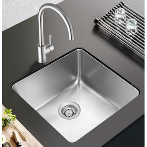 Square Undercounter Kitchen Sink , Brushed Silver 18 Gauge Single Bowl Kitchen Sink