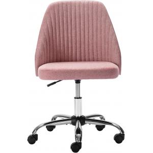 Mid Back Home Office Swivel Chair Armless Twill Fabric Adjustable For Small Space Living Room Make Up Studying