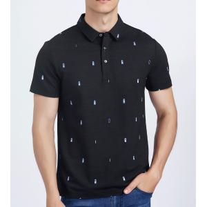 China Black Bamboo Cotton Tee Shirts , Custom Printing Golf Polo T Shirts With Pattern supplier