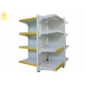 Four Columns Supermarket Display Stand , White Four Layer Each Side Superstore Racks