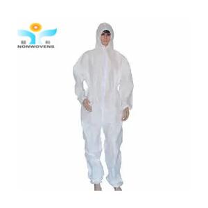 Polypropylene Disposable Protective Coverall White Disposable Overalls Hood 30gsm 35gsm