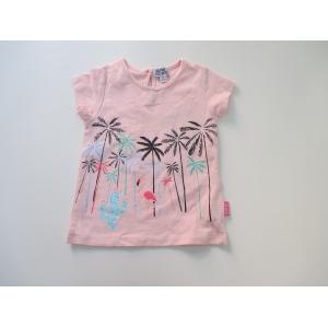 China Pink Baby Girl Tees Summer Short Sleeve Tropical Palm Print supplier