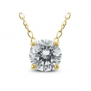 4mm 0.23ct Diamond Solitaire Necklace , 4 Prongs 14k Yellow Gold Necklace