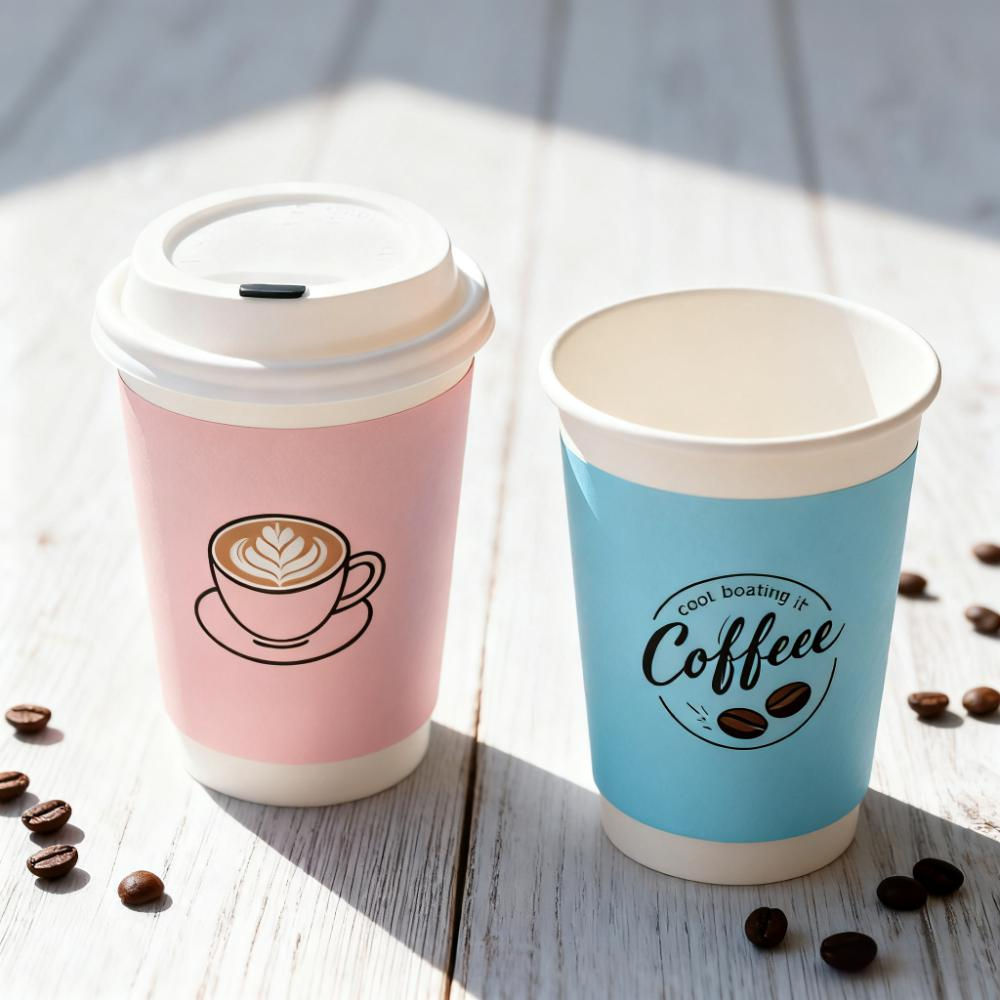Factory Printing Coffee Cup 8oz 16oz Disposable Takeaway Coffee Paper Cups with Lid for Hot Drinks