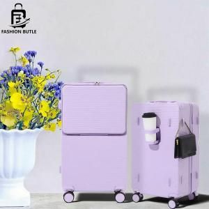 China 2025 New Wide-Handle Front-Opening Suitcase, 20/24in Durable ABS+PC Luggage with Hook & Cup Holder, 360° Silent Wheels & Secure Lock , abs hard shell luggage wholesale