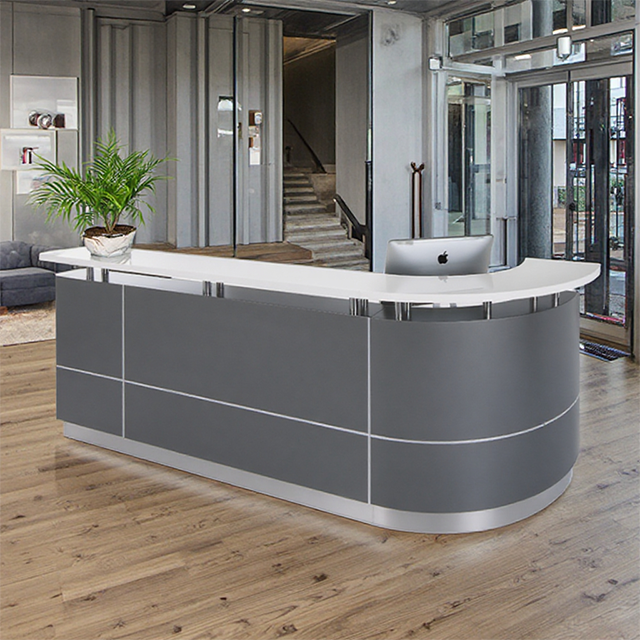 Artificial Stone Countertop, Front Desk Painting Process, Curved Reception Desk, Baking Paint Counter Company