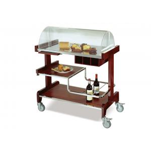 Red Banquet Buffet Dining Cart / 3 Shelves Room Service Trolley Table Top