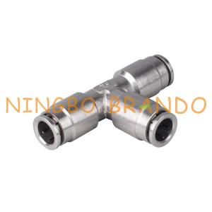China Enfoncer en laiton la pièce en t pneumatique 1/8 1/4 3/8 1/2 des syndicats d'embouts de durites » supplier