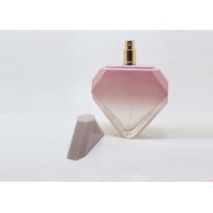 China Pink Square Glass Perfume Bottles 100ml With Full Around Printing Surface supplier