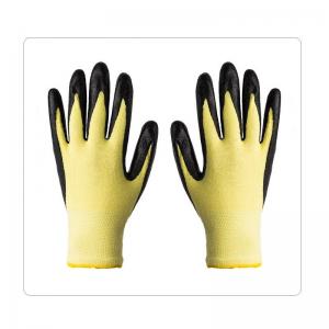 China Yellow Aramid Heat and Cut Resistant Liner Foam Nitrile Coating Work Gloves For Building supplier