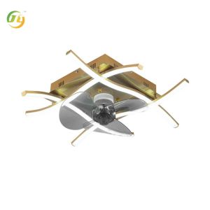 China Modern Simple Home Intelligent Timing Control High Wind Power Square White Gold Ceiling Fan Light on sale