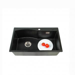 China Apartment Single Bowl Quartz Stone Kitchen Sink 750*450*210mm supplier