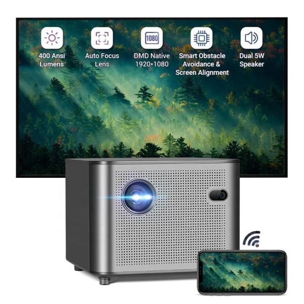 Airplay 4K WiFi Mini Pico Projecteur Bluetooth 400 ANSI 1080P 30DB