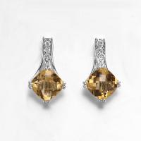 China Yellow 925 Sterling Silver Gemstone Earrings 2.6g Silver Citrine Drop Earrings on sale