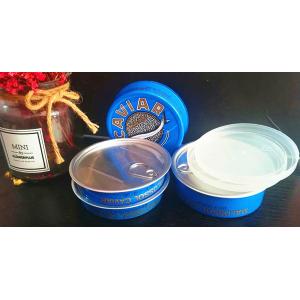 Caviar Ring pull tin easy open caviar tin in Aluminum with plastic lid 3.5oz and 7oz