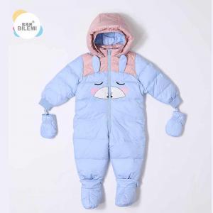 China Bilemi 90% Newborn Romper Outdoor Long Sleeve Hooded Sky blue Caramel Pink Snow Personalised Girl Baby Winter Jumpsuit supplier