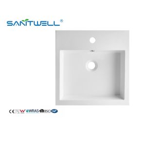 China Small Size New Design SW6050-450 Artificial Stone Basins Glossy White Rectangle Shape g Hand Basinks supplier