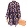 China Contrast Stitching Printed Colors Silk Midi Dress tencel lyocell clothing wholesale
