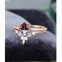 China Hot Selling 925 Sterling Silver CZ Jewelry Dainty Alexandrite Ring Set For Women on sale