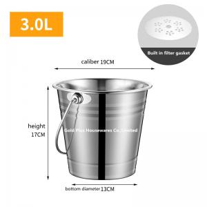 0.8-3L Barware easy cleaning stainless steel ice bucket with filter gasket  Home kitchen wine ice bucket for sale
