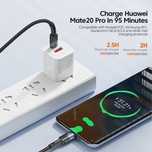 急速充電 USB C から C データケーブル ワイヤ付き 帯状 100W 携帯電話用アクセサリー