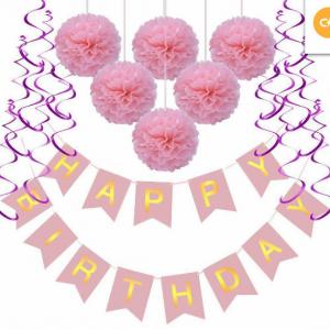 China Paper Ball Bunting Set Wedding Party This set includes: A set of pink happy birthday fish tail flag supplier