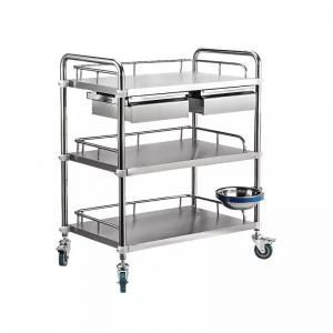 Hospital Surgical Instrument Trolley 840mm Stainless Steel Dressing Trolley 3 Shelves