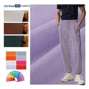China Solid Color Stonewashed Soft Plain Dyed Blend 30% Linen 70% Viscose Fabric for Clothing wholesale