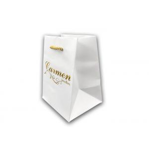 matt paper material black handle paper bags with gold logo foil and  embossed