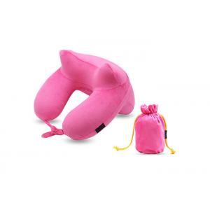 Rose Red / Blue Color Inflatable Travel Pillow Anti Snore With Storage Bag