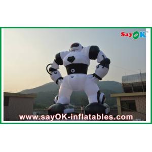 China White / Black Inflatable Cartoon Characters , Oxford Cloth Inflatable Robot supplier
