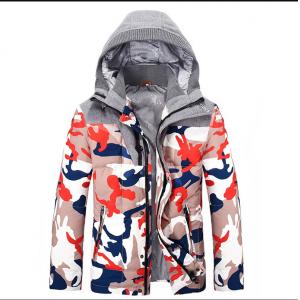 Custom Printed Camo Hooded Anorak Jacket Men'S Winter Coat Breathable
