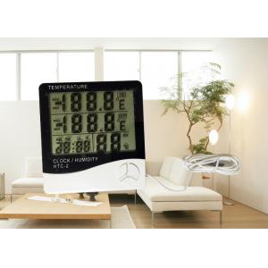 ABS Material Plastic Digital Room Thermometer Hygrometer With Probe Daily Alarm Function