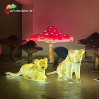 China Light Up Life Size Fiberglass Animals Fiberglass Lion Statue Landscape Decorations on sale