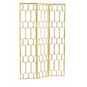 Foldable 3 Panel Room Divider Screen Decorative Metalwork Rose Gold