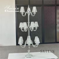China 3 layer glass candelabra centerpieces 15 Arms Candle holders for wedding centerpieces on sale