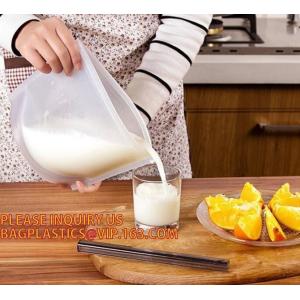 China Reusable Food grade Silicone Vacuum Food Fresh Bags Wraps Fridge Containers Refrigerator Bag silicone food storage bag supplier